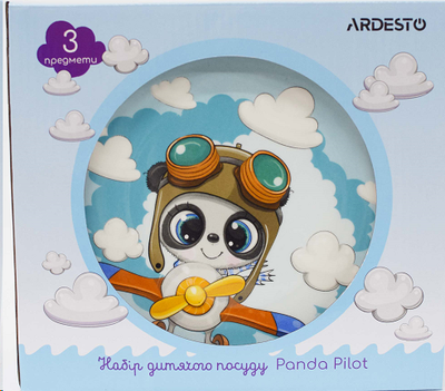 Набір дитячої посуду Ardesto Panda pilot 3 пр фарфор AR3451PS AR3451PS фото