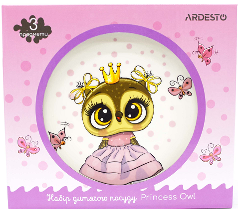 Набір дитячої посуду Ardesto Princess owl 3 пр фарфор AR3453OS AR3453OS фото